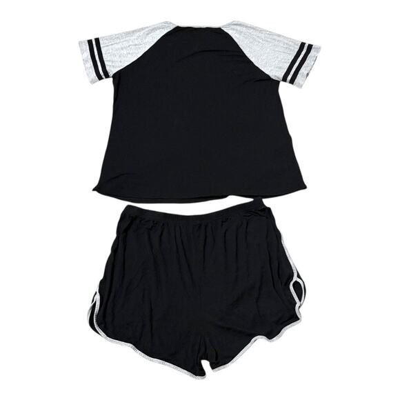 Ekouaer Sleep/Lounge Set -Soft Tshirt & Shorts Pajamas - XL - Black/Gray - Picture 2 of 14